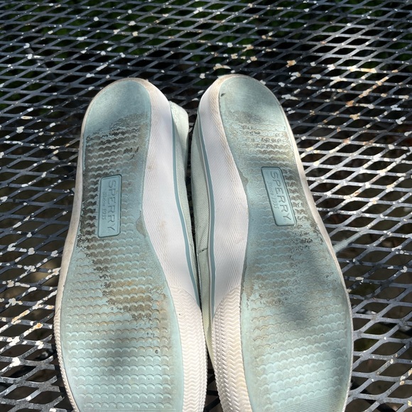 Light teal blue nautical slip on canvas Sperry Topsider boat sneaker shoe size 7 - Picture 6 of 6